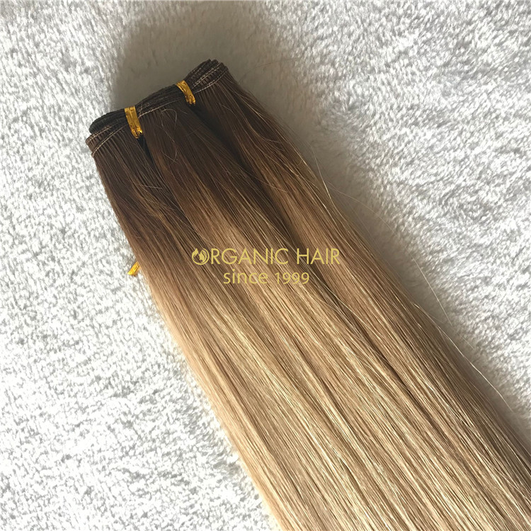 Rooted color human full cuticle hand tied wefts hair X199